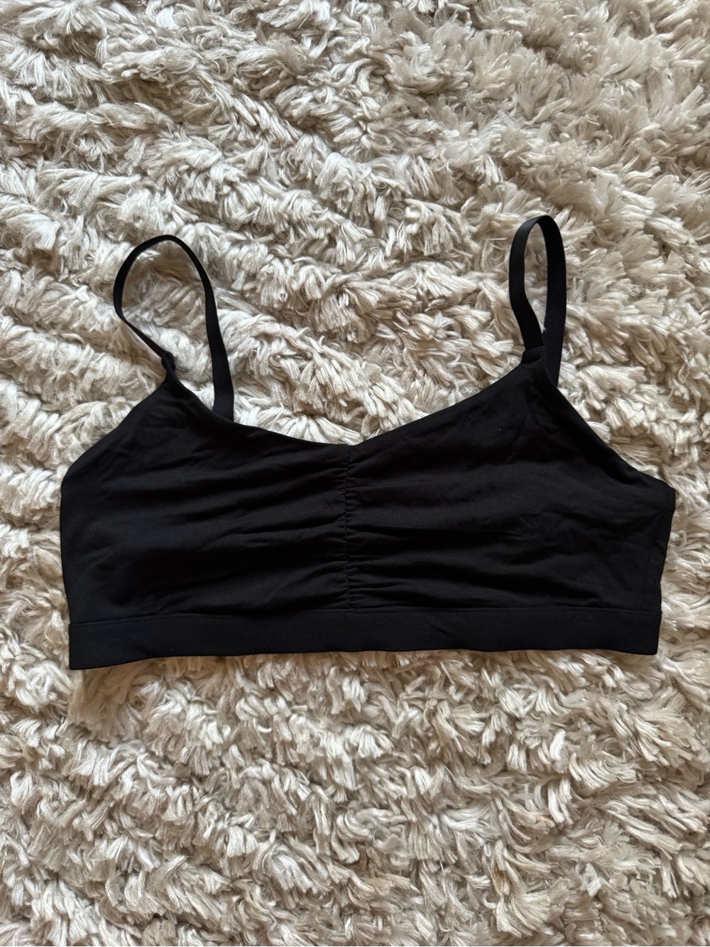 Quince Black Micromodal Ruched Bralette